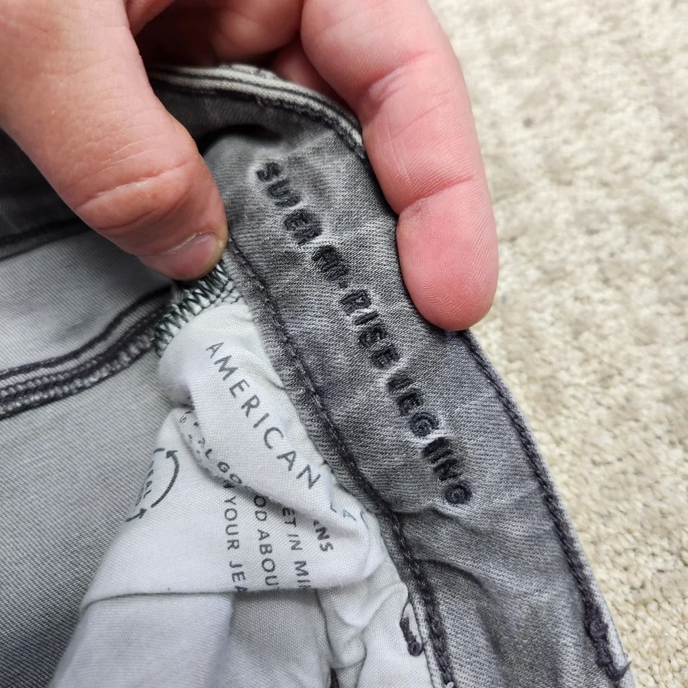 American Eagle Jeans Women 6 Short Super Hi Rise Jegging Stretch Distressed Gray